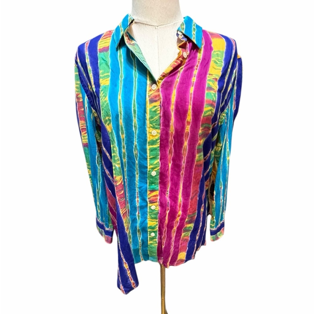 Lauren  Ralph Lauren Multicolor Striped Tie Dye ShirtButton Down Shirt XL